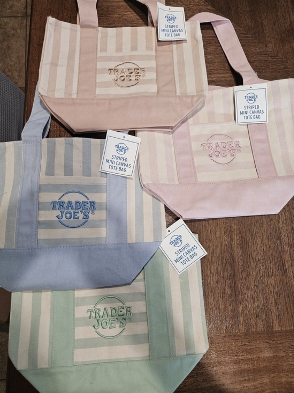 Trader Joe's Striped Mini Canvas Tote Bag - Pastel Assorted